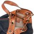GUCCI GG Bucket Shoulder Bag 124386 Navy Brown Denim Jacquard Leather